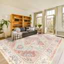 Pink Area Rug for Living Room Soft Washable Faux Wool Neutral Boho Floral Big Nursery Bed Bedroom Livingroom Carpet Size Extra Large Area Rugs 8x10