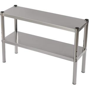 TFCFL Double Overshelf,Double Tier Stainless Steel Overshelf,Height Adjustable Overshelf for Prep & Work Table for Kitchen Restaurant Home,Silver (36x12x24inch)