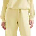 SUUKSESS Women 2 Piece Lounge Matching Set Wide Leg Sweatpant Half Zip Sweatshirt (Small, Yellow)