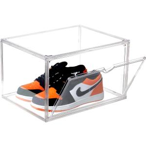 Sneaker Shoe Display Case,Shoe Box with Clear Magnetic Door,Thicken & Sturdy Organizer Containers Stackable,Fit Shoe Size Up to US 14 (X-Large) 