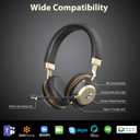 Wireless Headset with Mic for Work, Bluetooth V5.3 Headset with Mic (Noise Cancelling & Mute), Wireless Headphones with USB Dongle for 45H Work from Home/Office/PC/Call Center/Laptop/Teams/Zoom, Black Gold