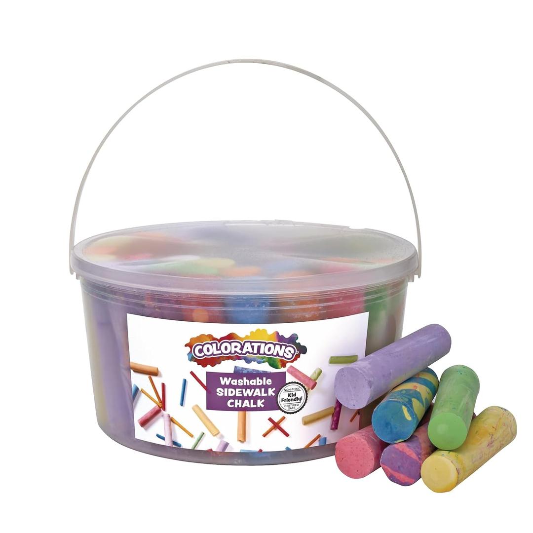 2 x Colorations Sidewalk Chalk 50pc 4 x 1 Washable, Bright Colored Chalk Set Fun Kid Art Colors & Patterns Draw on Classroom Chalkboard or Outdoor Playground Jumbo Bulk