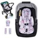 Infant Car Seat Insert, Ultra-Thick Carseat Head & Body Support for Infant, Adjustable Baby Car Seat Head Support with Strap Covers Set, Breathable Baby Car Seat Cushion for Stroller, Swing (Flower)
