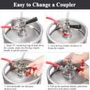 Keg Coupler for Sankey D System Beer Keg Tap Dispenser-304 Stainless Steel Probe, Beer Kegerator Tap D-Type Sankey Keg Coupler fit for I.D1/4", 3/16" Draft Beer Line & 5/16'' Gas Line with Hose Clamps