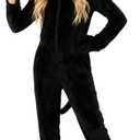 Cheetah Onesie Cat Costume for Women Halloween Fleece Leopard Costumes Animals Cosplay Dress Up (Large)