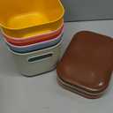 6Pcs Small Storage Bins with Lids, Stackable Plastic Organizer Bin Storage Containers for Organizing, Shelf Baskets for Pantry Cabinet Shelves Desktop Freezer Drawer Organization (6 Color, Small)