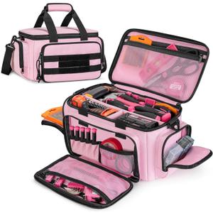 Tool Tote Bag for Women, Tool Storage Organizer with Anti-friction Bottom, Tactical Range Bag for Electrician, Carpenters, Repairman, Pink