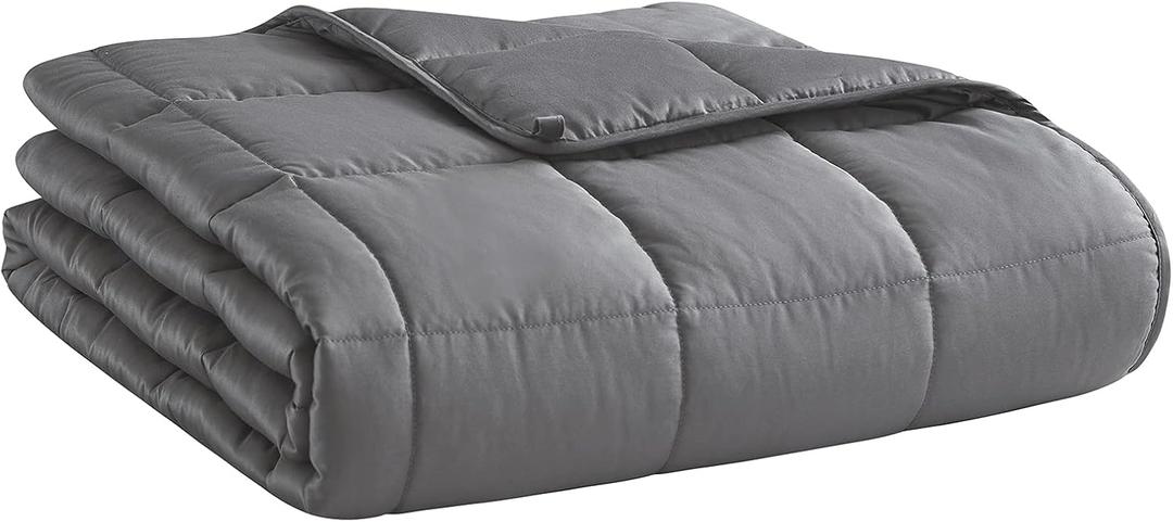 Weighted Blanket for Adults- Dark Grey, 48"x72", 15lbs, Twin Full Size Heavy Throw Blanket, Cooling, Breathable, Microfiber with Glass Beads, Big, Washable, All-Season
