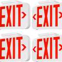 TORCHSTAR LED Exit Sign, Emergency Exit Light with Battery Backup, Double Face, UL 924, AC 120/277V, Damp Location, Hardwired Red Letter Exit Lights for Business Indoor, Pack of 4