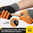 COOLJOB A5 Cut Resistant Gloves with Impact Resistant TPR, Touchscreen Nitrile Dipped Safety Work Gloves with Grip, 1/3 Pair (Medium)