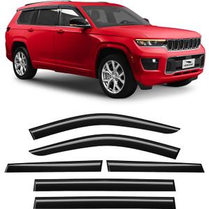 Voron Glass Tape-on Extra Durable Rain Guards for Jeep Grand Cherokee L 2021-2025, Window Deflectors, Vent Window Visors, 6 Pieces - 100421