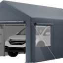 12x20 FT Heavy Duty Carport, Portable Garage with Sidewalls, Roll-up Windows, Carports 10x20 Heavy Duty for Car Boat Truck Motorcycle (Gray)