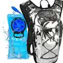 Reflective Hydration Backpack, Hydration Pack - Water Backpack with 2L/3L Hydration Bladder, Essential for Festivals - Rave Hydration Pack for Hiking, Running, Cycling, and Festivals (Silver)