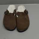 Fuzzy Suede Clogs for Women Fur Lined Leather Mules Soft Non Slip Potato Shoes with Arch Support Coffee 41
