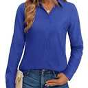 Gleeivy Button Down Shirts for Women Collared Dress Shirts for Women Fit Work Tops Business Button Up Shirt Casual Royal Blue S