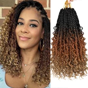 Goddess Box Braids Crochet Hair Bob Goddess Box Braids Curly Ends Crochet Box Braids Synthetic Crochet Hair Extensions for Women Synthetic Braiding Hair 10 Inch 8 Pack 3X ((Pack of 8), #1B-30-27)