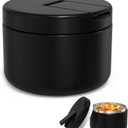 12oz Kids Soup Thermo for Hot Food Insulated Vacuum Food Jar with Buckle Lid, Stainless Steel Wide Mouth Leak Proof Lunch Container for School Travel-Black
