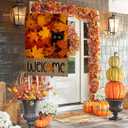 BLKWHT Fall Leaves Cat House Flag 28x40 Vertical Double Sided Welcome Maple Leaf Autumn Thanksgiving Holiday Outside Decorations Burlap Yard Flag BW828-40