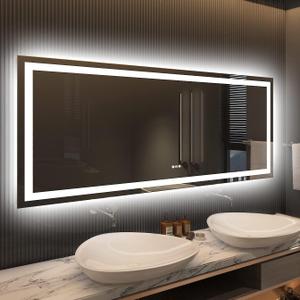 LED Bathroom Mirror, 60"X28" with Front Light and Backlit