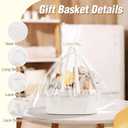 OIAHOMY Gift Basket with Long Handles, Large Woven Baskets for Gifts with Gift Bag, Ribbons and Lace, Cotton Rope Storage Basket for Birthdays, Baby Showers, Picnic, Wedding DIY Presents - White