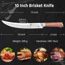 YOTSUBA Butcher Knife, 10 Inch Breaking Knife, Razor Sharp High Carbon Steel Curved Carving Knives for Meat Cutting with Ergonomic Handle, Slicing Brisket Knives for kitchen with Gift Box