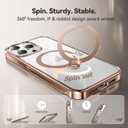 CASEKOO Desert Titanium 360 Polished for iPhone 15 Pro Case with Spin Magnetic Stand [Compatible with Magsafe][16FT Military Protection] Clear Back Titanium Alloy Sturdy Stand 6.1'', Rose Gold