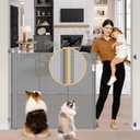 Reinforced 42" Extra Tall Baby Gate 55" Wide Retractable Dog Gate with Support Rods - Bottom Anti-Escape, Extra Tall Pet Gate Indoor Stair Gate Retractable Gates for Dogs Outdoor Gates for Decks, Gray