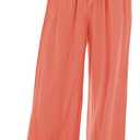 GRAPENT Wide Leg Pants Woman Linen High Waisted Pull On Flowy Casual Baggy Drawstring Palazzo Trousers Pants Resort Wear (Medium)