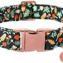 UP URARA PUP Daisy Fall Cotton Dog Collar with Metal Buckle Gift Autumn Collar for Small  Dogs Cute Durable Comfortable Pet Collars,Set of 4