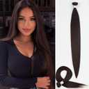 Straight Hair Bundles 1 Pack Protein Fiber Synthetic Hair Weave for Women Straight Bundles Silky Soft, No-Tangle, Natural Look Extensions (4#, 22 Inch)