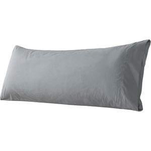 WhatsBedding Body Pillow Cover Cotton Fabric, Long Pillowcase Breathable & Skin-Friendly, Envelope Closure - Grey (20x54 inch)