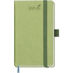 BEZEND Pocket Planner 2025-2026 Weekly and Monthly, 3.5" x 6" Academic Planner (Jul 25-Dec 26) 18-Month Mid-Year Calendar Book, Storage Pocket, Pen Holder, PU Leather Hardcover - Kiwi