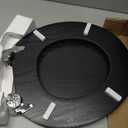 Round Toilet Seat Slow Close, Black Heavy Duty Wood Toilet Seat with Wood Veneer, Soft Close Toilet Seat Support 400 lbs,Toilet Lid with Chrome Hinges, Grip-Tight Bumpers, Easy Clean, Easy to Install