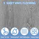 5 Sheet Vinyl Flooring 12 x 12 Peel and Stick Floor Tile Waterproof Clearance Vinyl Floor Tiles Wood Grey Self Adhesive Floor Tiles Sticky Laminate Flooring for Bathroom Kitchen Basement RV