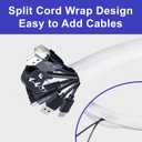 Cable Management Sleeves 1.5in - 2 Pack 4.1ft Split Braided Cable Sleeve White, Wire Organizers for Cords, Hard PE Cord Protectors from Pets, Flexible Cord Wrap Wire Sleeve for Computer Cord Organizer