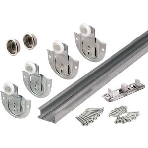 Prime-Line 163590 By-Pass Closet Track Kit, 60 In., 2-Door, Brass-Plated Pulls, Adjustable (1 Kit)