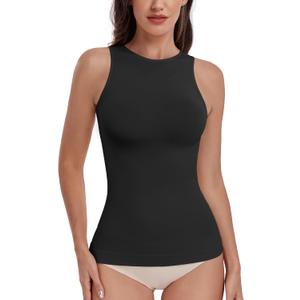 EUYZOU Women Shapewear Tummy Control Tank Tops Seamless Compression Tops Body Shaper Camisole (Small, Black)