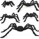 Fake Spiders Halloween Spider Decorations, 5 Pack Realistic Spider Set for Outdoor and Indoor, Black Posable Fake Spiders for Yard Porch Haunted House Party Scary Decor