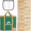 ApudArmis Giant Tumble Tower Stack to Over 5.2Ft, 60 PCS Pine Wooden Stacking Timber Tower,Classic Block Giant Outdoor Indoor Game for Adults, Fun Game at Backyard, Lawn, Party with Family & Friends, XL-Over 5 FT