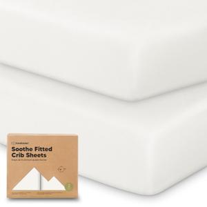 KeaBabies 2-Pack Organic Crib Sheets for Boys, Girls - 52x28 Fitted Crib Mattress Sheet Neutral, Breathable Jersey Cotton Cover for Baby Bed, Toddler Mattress, Soft & Cute Prints (Soft White)