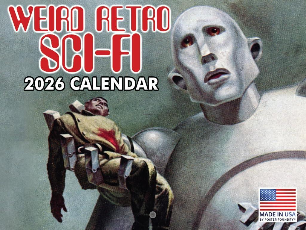 Weird Retro Sci Fi Calendar 2026 Vintage Scifi Monthly Wall Calender 12 Month | American Made In The USA