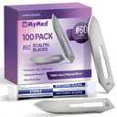 100ct #60 Scalpel Blades Stainless Steel Blades 60A, Compatible with Havalon Piranta, Havalon Replacement Blades, Scalpel Hunting Knife, Field Dressing Knife