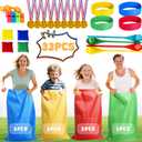 33PCS Potato Sack Race Bags, Outdoor Games for Kids Adults, with Potato Sacks, 3 Legged Race Bands, Bean Bag Toss, Egg Spoon Game, Medals, Whistle, for Carnival Birthday Party Outside Yard Field Day Games