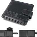 Wallet for men Slim RFID Leather 2 ID Window, mens wallets leather, billeteras de hombres, Anti-Theft Band (A-Black)
