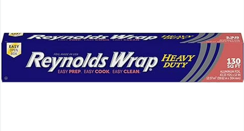 Reynolds Wrap Heavy Duty Aluminum Foil Roll, Thick Heavy Duty Foil for Added Strength and Durability, Secure Easy Open and Close Tab, 12 Inches Wide, 130 Sq. Ft.