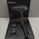 TREZORO Professional Hair Dryer, Ionic Ceramic Tourmaline Technology, 2000W Fast Quiet Drying, with Narrow & Wide Concentrator Nozzles, 3 Heat & 2 Speed Settings, Cool Shot Button, Black