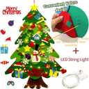 2 x Montessori Felt Christmas Tree for Toddlers, 3ft DIY Felt Christmas Tree Set, Including 32 Decorative Items and LED Lights  Suitable for bedrooms,Door Wall, Window Decor Hanging Decorations