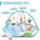 Baby Gym Play Mat, 8-in-1 Tummy Time Mat & Ball Pit with 6 Toys, Washable Baby Activity Play Mat for Visual, Hearing, Sensory, Motor Development, Baby Toys Gift for Toddler Infant 0-3-6-9-12 Months