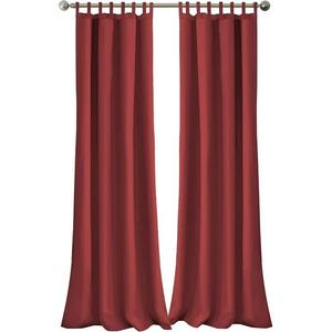 Matine Weatherproof Tab-Top Indoor/Outdoor Solid Color Curtain Panel for Porch, Pergola, Patio, Deck, 52”W x 95”L, Red