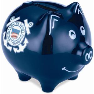 United States Coast Guard Navy Military Piggy Bank Safe Stoneware Savings Money Cash Box with Coin Slot